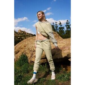 Free People Movement Start Up Pants M Heather Yellow Lounge Sweatpants Joggers